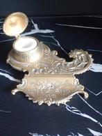 Antieke messing inktpot met deksel, Ophalen of Verzenden, Brons