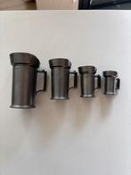 Set van 4 tinnen kannetjes: 1 dl tot 1 cl, Ophalen of Verzenden