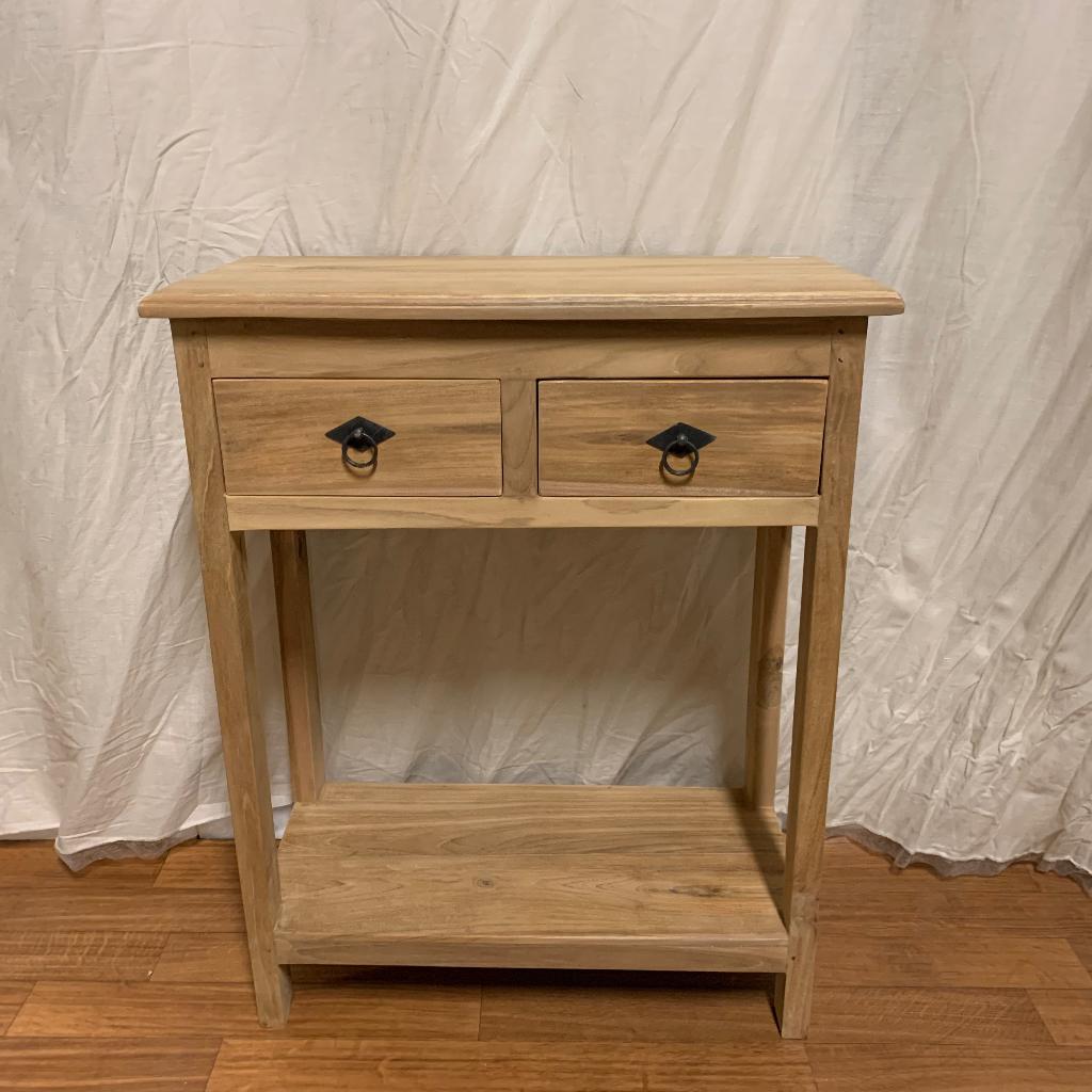 Sidetable - 60 x 30 cm - 2 lades - massief teak - TTM Wonen, Huis en Inrichting, Tafels | Sidetables, TTM Wonen, Meubels – (Perzische) Tapijten en Woonaccessoires