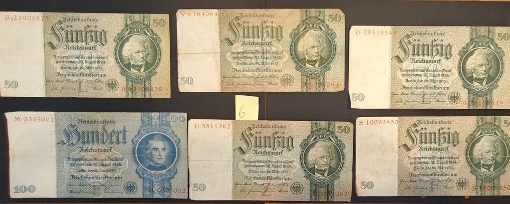 Derde Rijk Reichsmark biljetten (50 en 100 RM), Postzegels en Munten, Bankbiljetten | Europa | Niet-Eurobiljetten, Ophalen of Verzenden