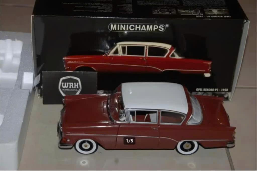 1:18 OPEL REKORD P1 bordeaux red Minichamps in doos WRH, Hobby en Vrije tijd, Modelauto's | 1:18, Verzenden, Zo goed als nieuw