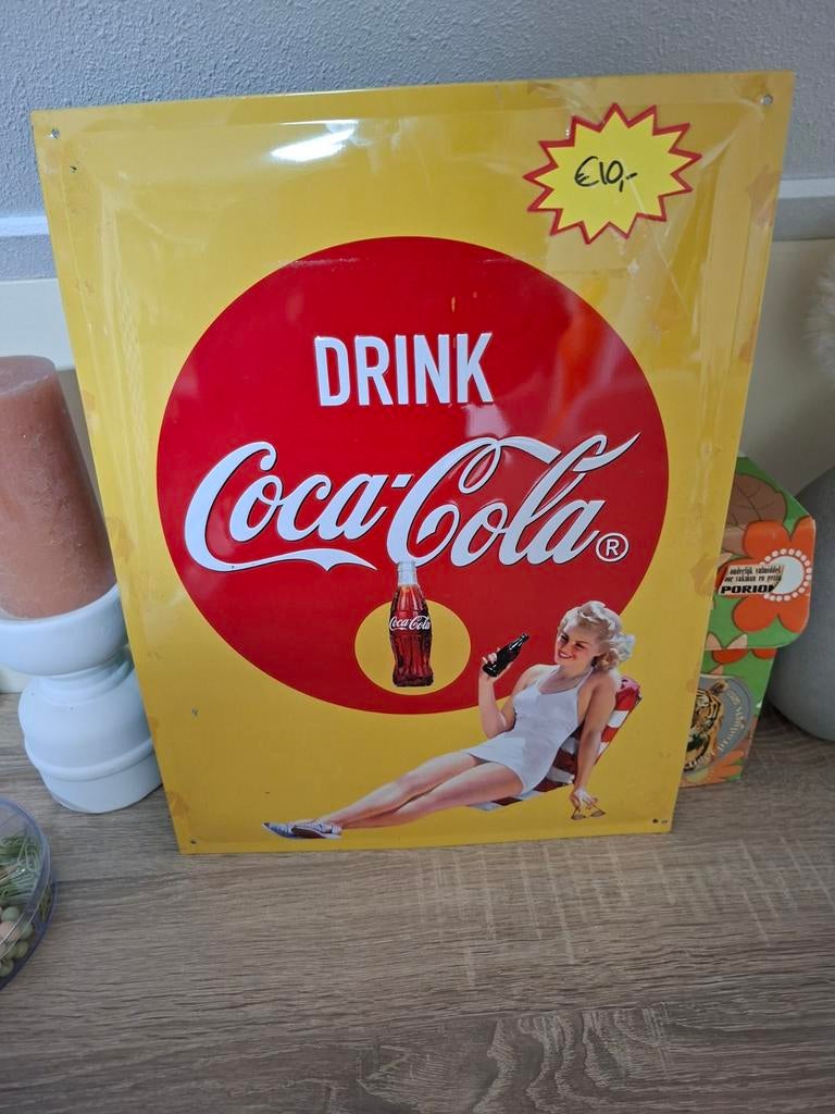 Vintage Coca-Cola reclamebord - Drink Coca-Cola, Ophalen of Verzenden