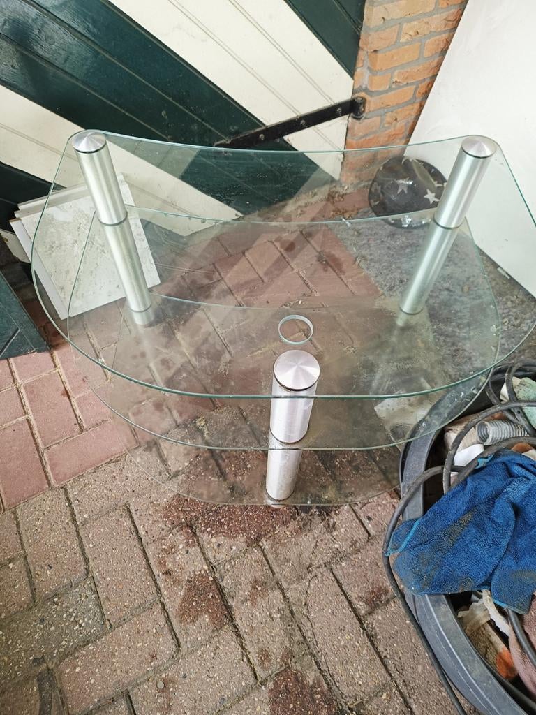 Glazen tv/audio meubel  t.e.a.b, Ophalen, 25 tot 50 cm, Minder dan 100 cm