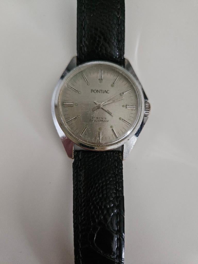pontiac 17 rubis, Sieraden, Tassen en Uiterlijk, Horloges | Antiek, Overige merken, Overige materialen, Met bandje, Polshorloge