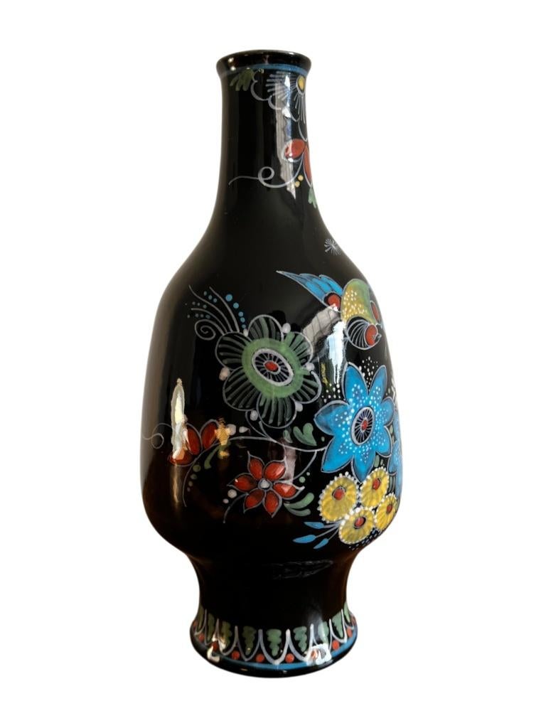 Zwarte Delfts decoratieve vaas – De Porceleyne Fles (1979), Antiek en Kunst, Antiek | Vazen, Ophalen of Verzenden