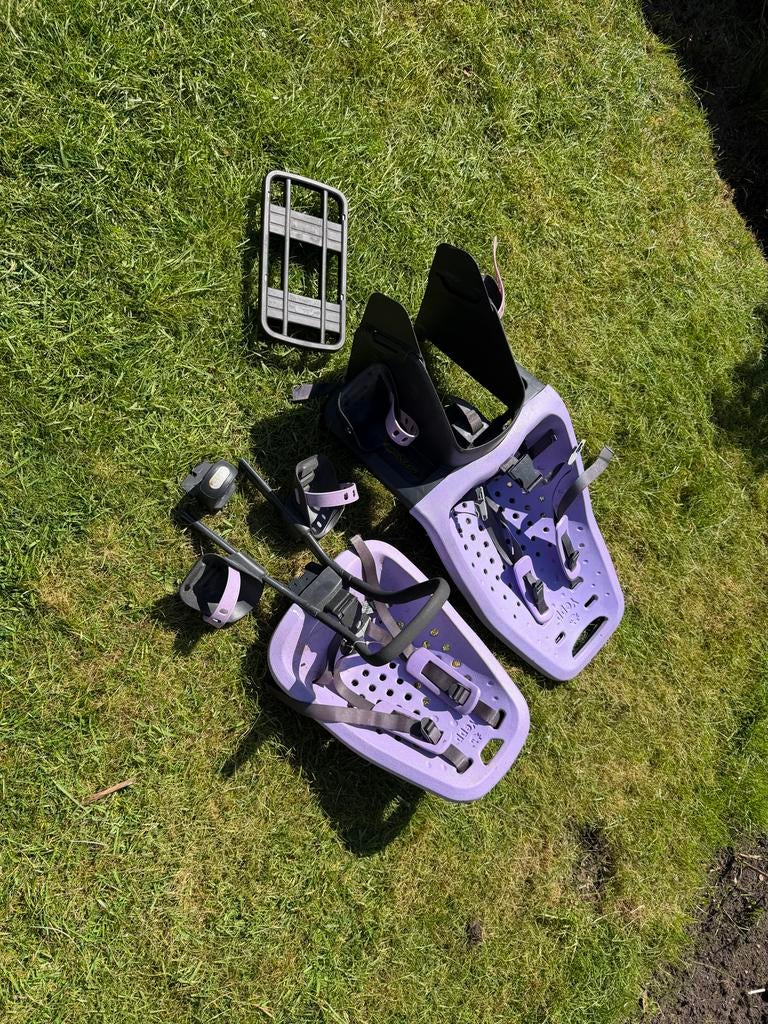 Yepp voor- en achterzitje paars incl. hulpdrager en sleutels, Ophalen, Achterzitje, 0 t/m 18 kg, Gebruikt