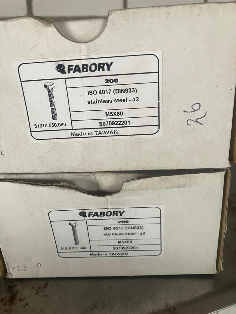 Rvs m5x60 bouten, Doe-het-zelf en Verbouw, 50 tot 100 mm, Nieuw, Ophalen of Verzenden, Rvs