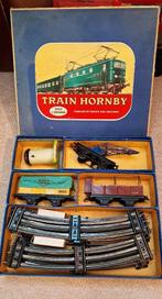 Spoor  0 Hornby goederenwagens, kraanwagen, bel, rails, doos, Antiek en Kunst, Antiek | Speelgoed, Ophalen of Verzenden