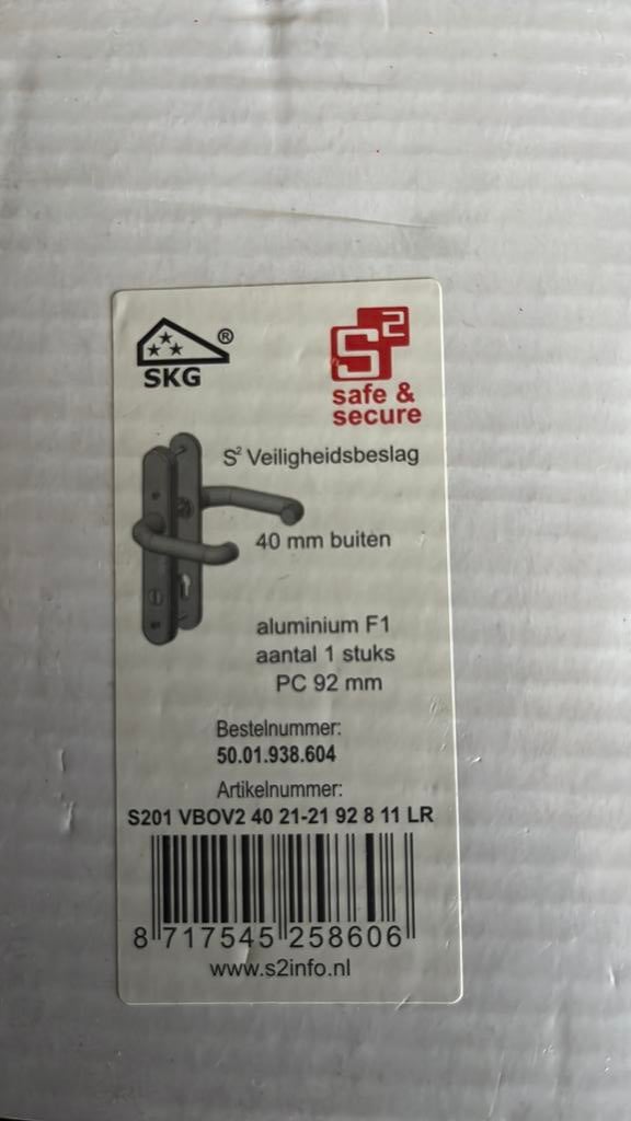 Te koop veiligheidsbeslag, Ophalen, Zo goed als nieuw, Rvs, Klink of Kruk