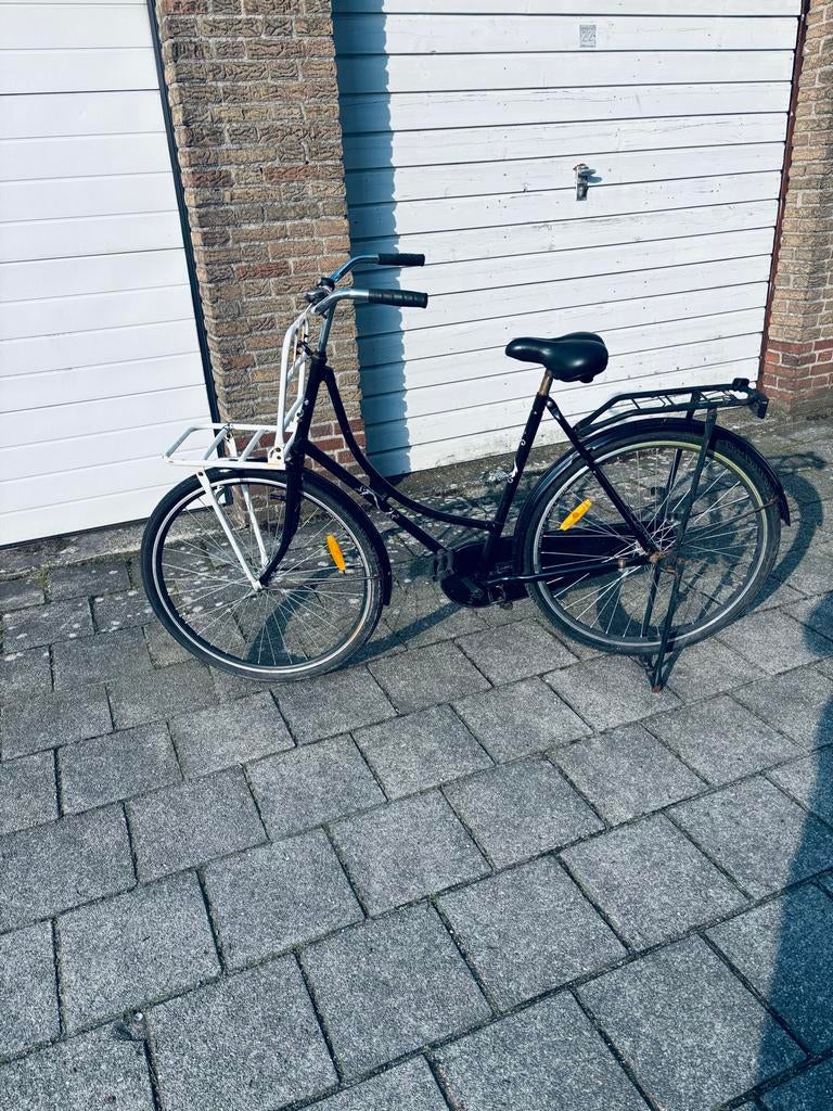 Zwarte damesfiets met voordrager, Fietsen en Brommers, Versnellingen, Ophalen, Overige merken, 53 tot 56 cm