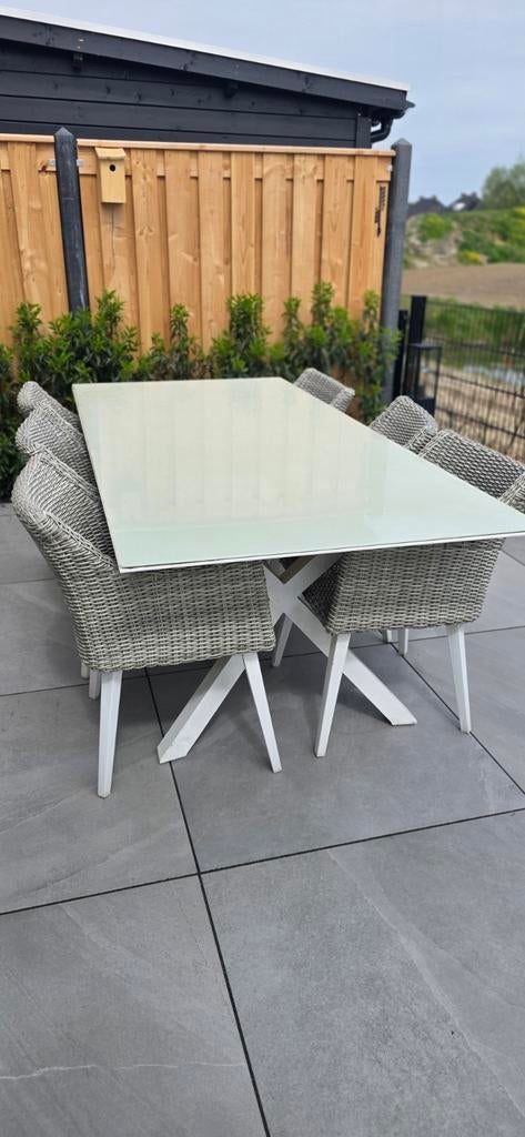 Manifest Furniture Tuinset met 6 stoelen, Tuin en Terras, Tuinsets en Loungesets, Ophalen, Gebruikt, 6 zitplaatsen, Wicker