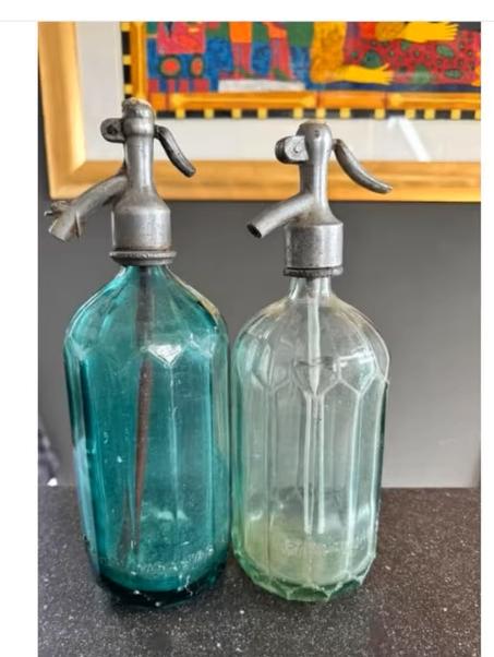 Antieke spuitwater flessen 2 stuks CHCS sifonflessen, Antiek en Kunst, Ophalen of Verzenden