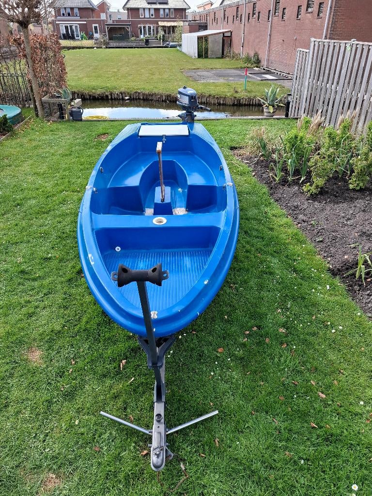 motor-/ zeilboot 4.20m met trailer en 4pk buitenboordmotor, Watersport en Boten, Ophalen, Gebruikt, Minder dan 10 pk, Tot 6 meter