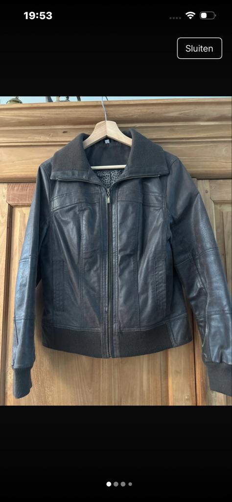 Bruine leren jas, Ophalen of Verzenden, Gedragen, Maat 42/44 (L), Bruin