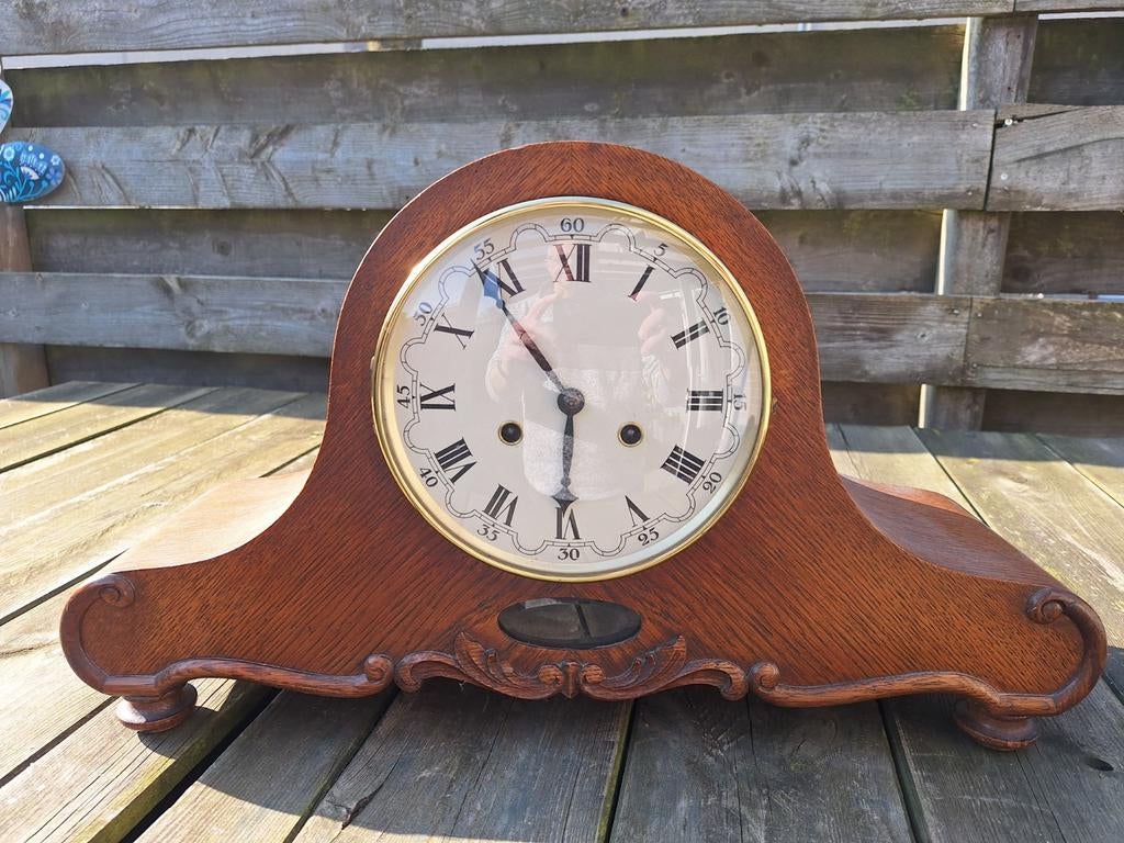 Antieke Junghans Napoleon-hoed mantelklok, Ophalen