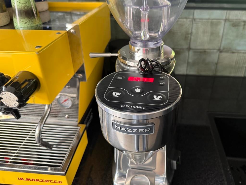 Mazzer Mini Electronic A koffiemolen – RVS, Witgoed en Apparatuur, Koffiemachine-accessoires, Zo goed als nieuw, Ophalen