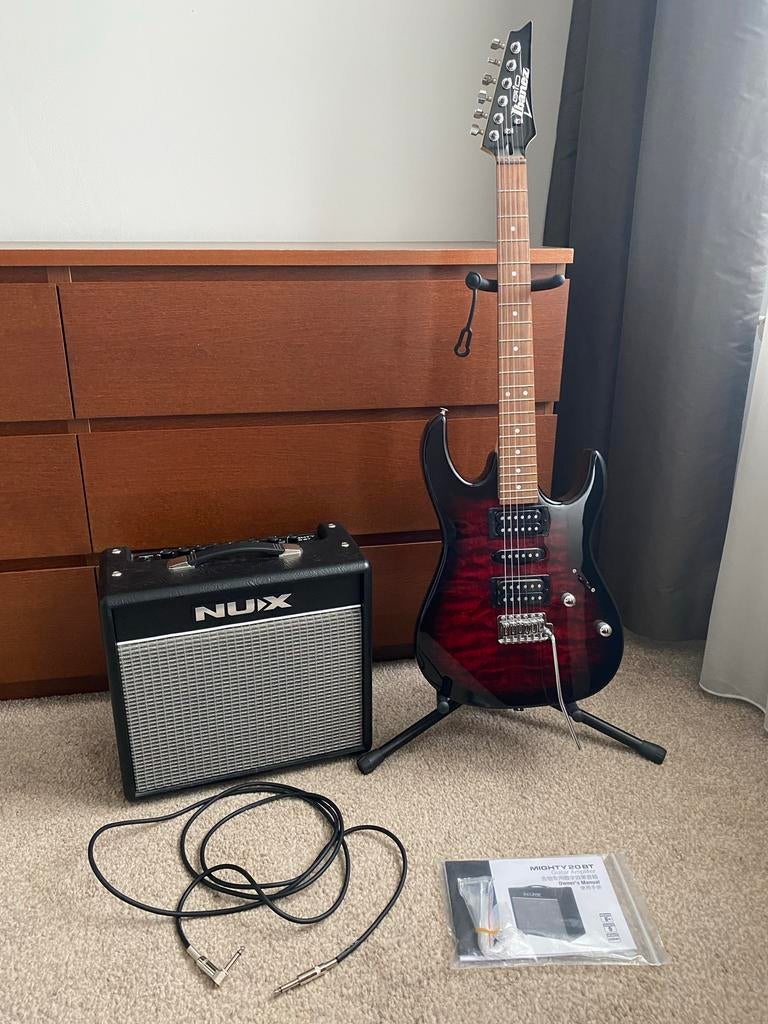 Ibanez Elektrische Gitaar met NUX MIGHTY 20 BT Versterker, Ophalen, Ibanez, Met versterker, Zo goed als nieuw