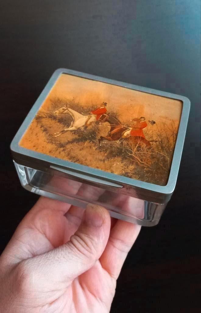 Kleine doos JACHT 19e-eeuwse paardrijdecoratie, Antiek en Kunst, Ophalen of Verzenden