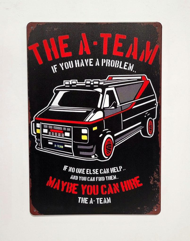 The A-Team GMC-vandura bus reclamebord van metaal decoratie, Info@deconoord.nl, Deco Noord, Poster, Nieuw