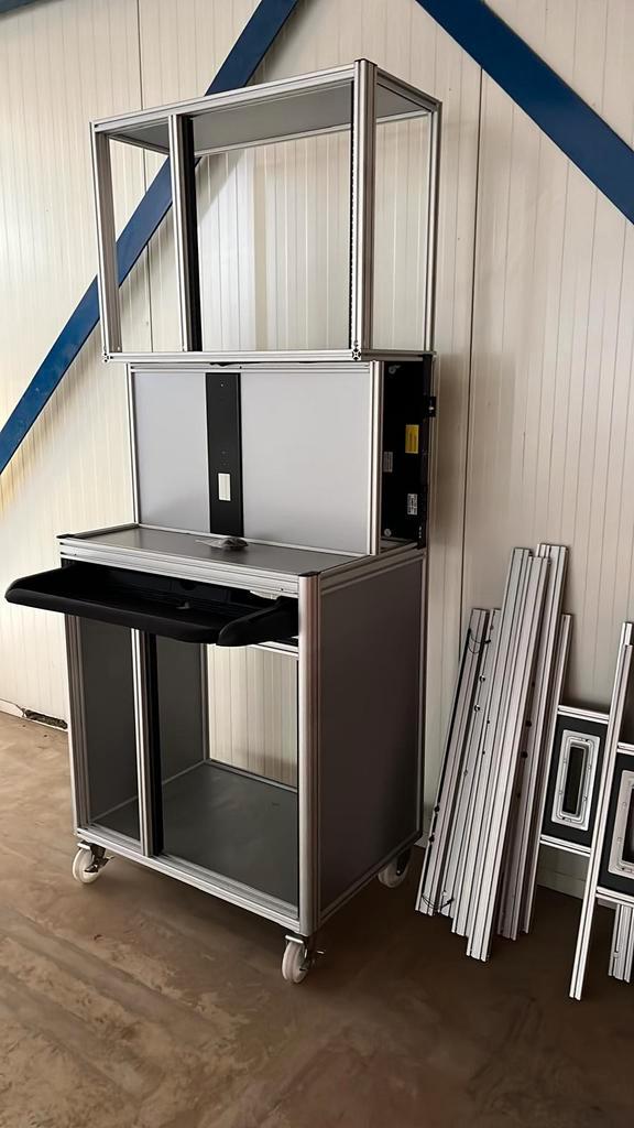 Mobiel Aluminium Werkstation / Computerkast - Modulair, Huis en Inrichting, Kasten | Computermeubels, Gebruikt, 170 cm of meer