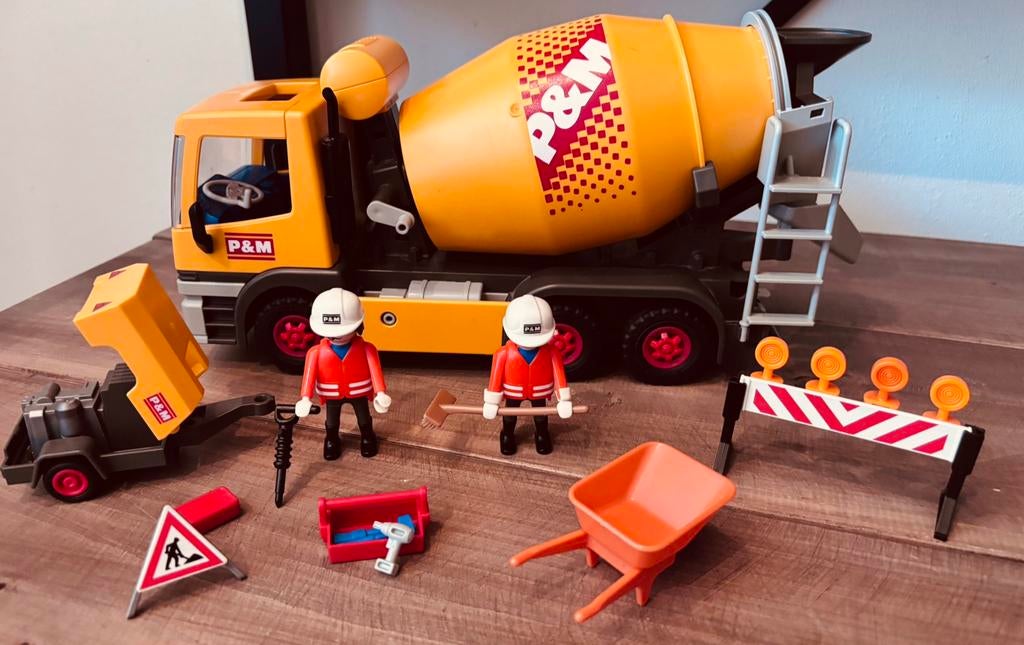 Playmobil wegwerkers met betonmixer en compressor, Ophalen of Verzenden, Zo goed als nieuw, Complete set