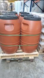 Kunststof vat met draaideksel – 220 liter (terracotta), 150 liter of meer, Ophalen, Zo goed als nieuw