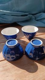 4 donkerblauwe schaaltjes, Ophalen of Verzenden