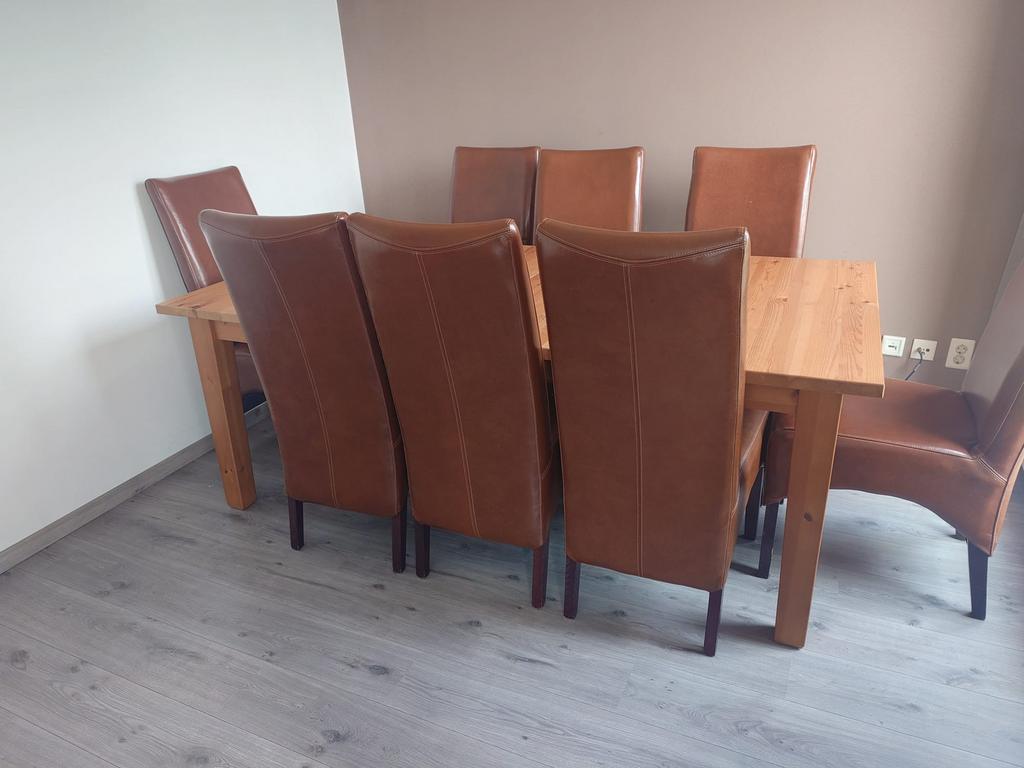 Complete Dining Set – Solid Wood Table & 8 Chairs, Huis en Inrichting, Ophalen, Zo goed als nieuw, 6 tot 8 stoelen