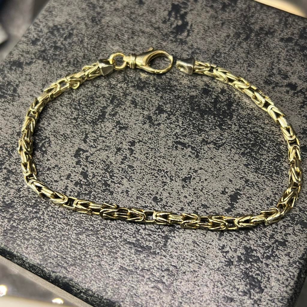 14k gouden armband koningsschakel massieve schakel, Ophalen of Verzenden, Zo goed als nieuw, Goud