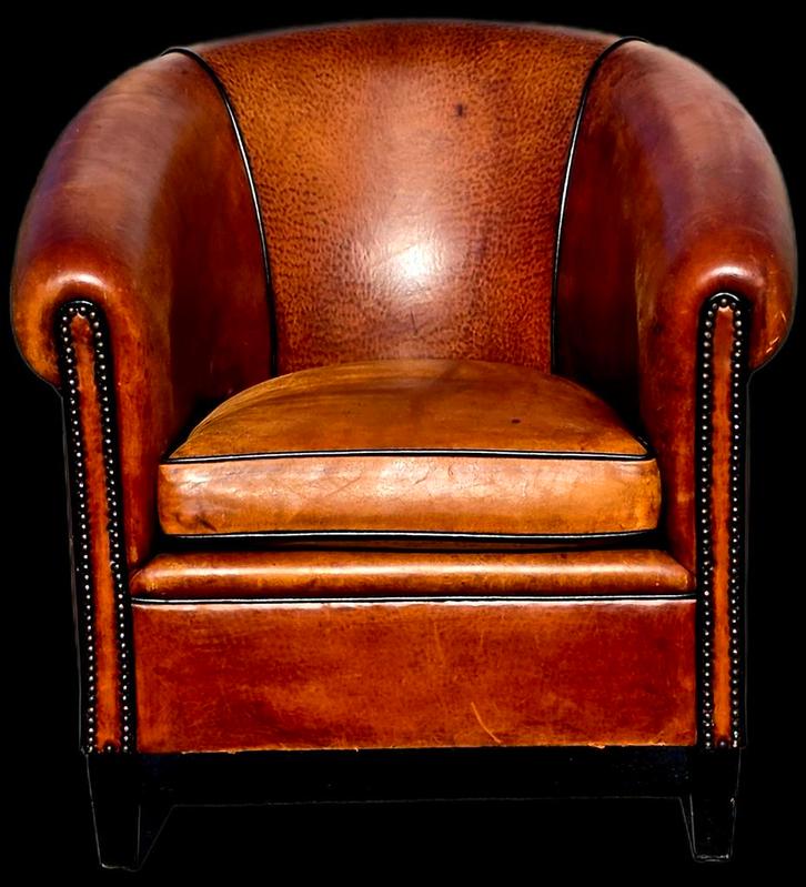 Schapenleren Club Fauteuil Lounge Atelier + BEZORGING GRATIS, Huis en Inrichting, Fauteuils, Gebruikt, Leer, 75 tot 100 cm, 75 tot 100 cm