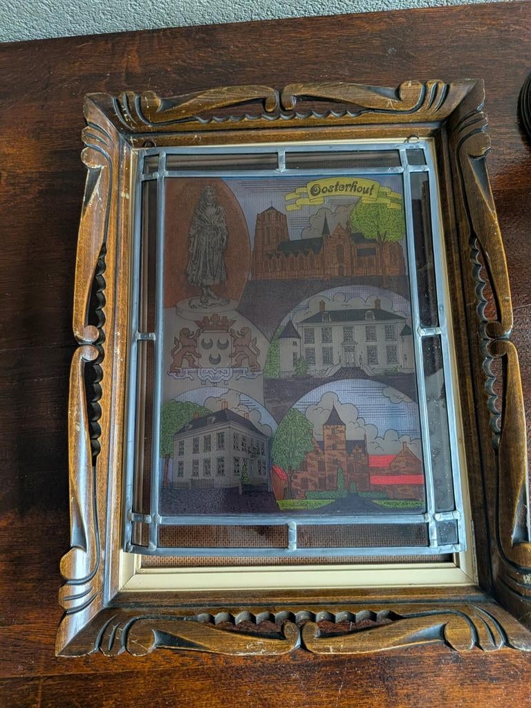 vintage of antiek glas-in-lood paneel, Antiek en Kunst, Kunst | Schilderijen | Klassiek, Ophalen