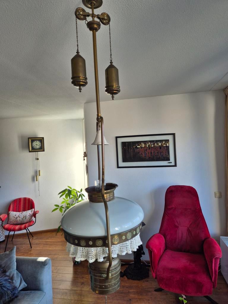 Hangende olielamp, Antiek en Kunst, Ophalen