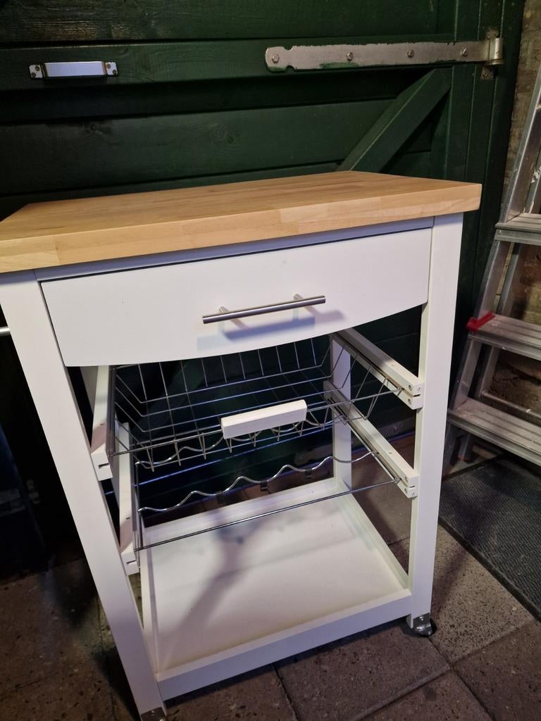 Keukentrolley, Huis en Inrichting, Keuken | Keukenelementen, Ophalen, Wit, 50 tot 100 cm, Zo goed als nieuw
