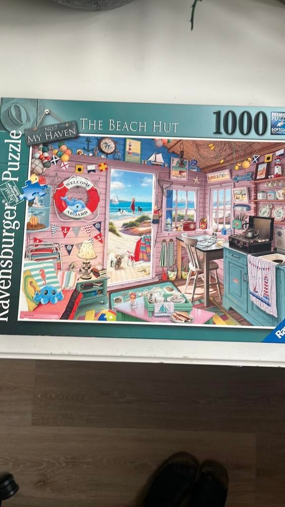 Ravensburger puzzel 1000 st the beach hut, Ophalen of Verzenden, 500 t/m 1500 stukjes, Zo goed als nieuw