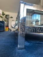 Glazen salontafel Jan des Bouvries Arsenaal 200x80x35, Huis en Inrichting, Tafels | Salontafels, Gebruikt, Glas, 150 tot 200 cm