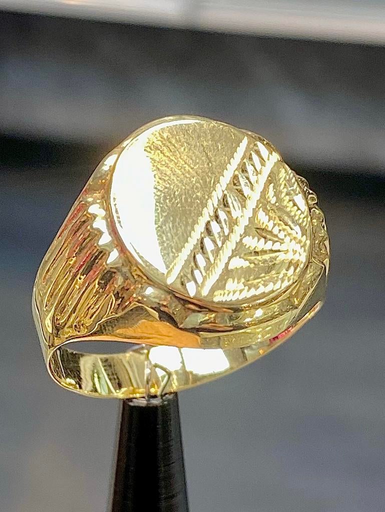 14k Gouden Zegelring, 19 tot 20, Nieuw, Ophalen of Verzenden, Dame of Heer