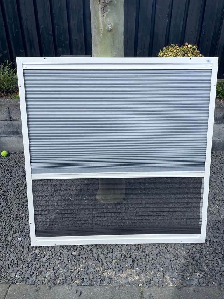 Raamdecoratie Duo hor plissé grijs, Kunststof, 80 tot 100 cm, Hordeur, Minder dan 200 cm