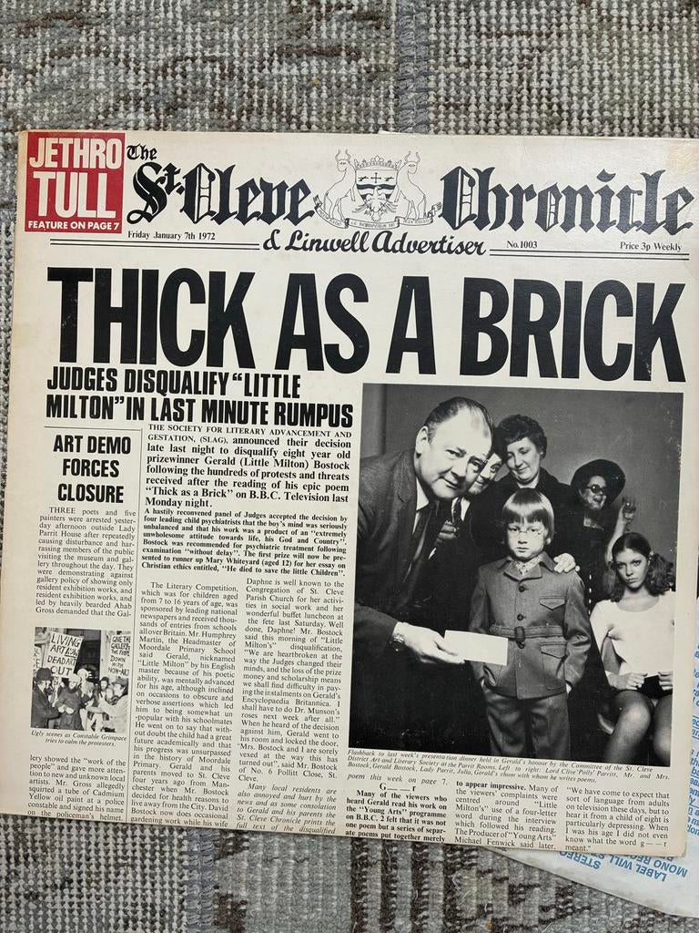 Jethro Tull - Thick as a Brick (1972) LP  Persing, Progressive, Originele persing, Ophalen of Verzenden, 12 inch