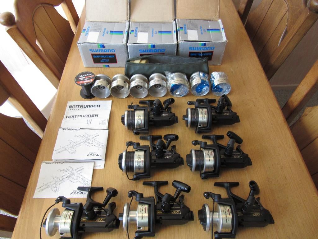 verzameling shimano 4500 molens met reserve spoelen, Watersport en Boten, Hengelsport | Karpervissen, Ophalen of Verzenden, Zo goed als nieuw