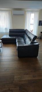 Lederen zwarte hoekbank, Ophalen, Gebruikt, Leer