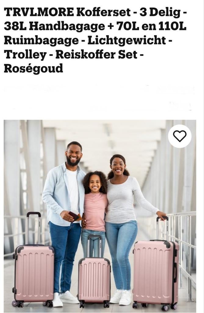 TRVLMORE Kofferset - 2 Delig - 38L Handbagage 110L Ruimbagage - Lichtgewicht - Trolley - Reiskoffer Set - Donkergrijs