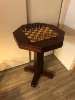 Poker / Dam / Schaaktafel – Massief hout – Zeer nette staat, Ophalen