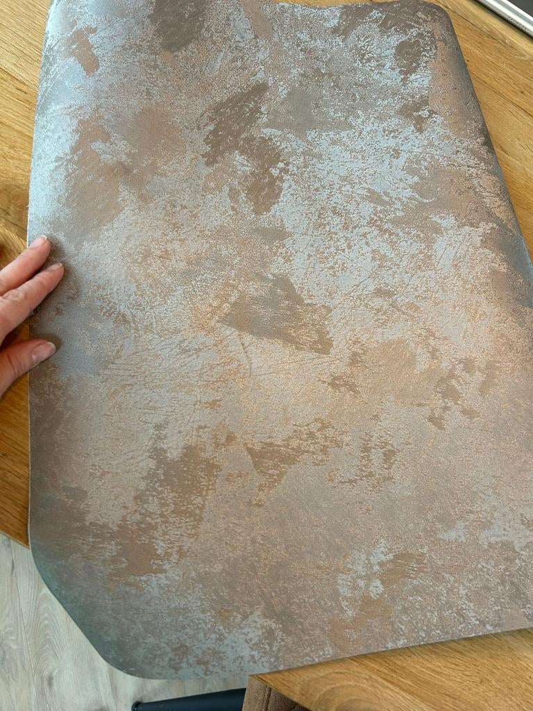 Eijffinger behang betonlook taupe/grijs reststuk (halve rol), Ophalen of Verzenden, Minder dan 10 m², Grijs