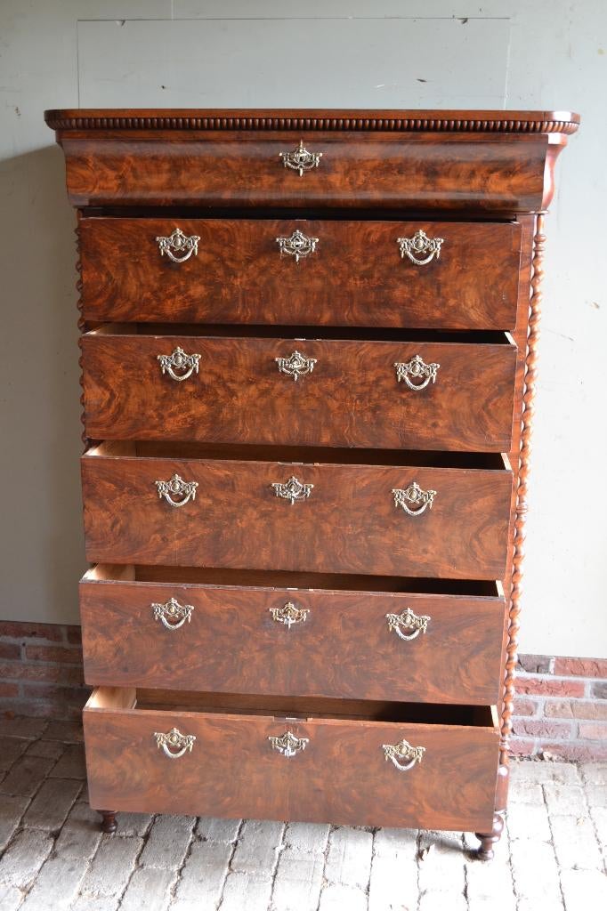 Prachtige antieke mahonie houten chiffoniere, ladekast., Verzenden