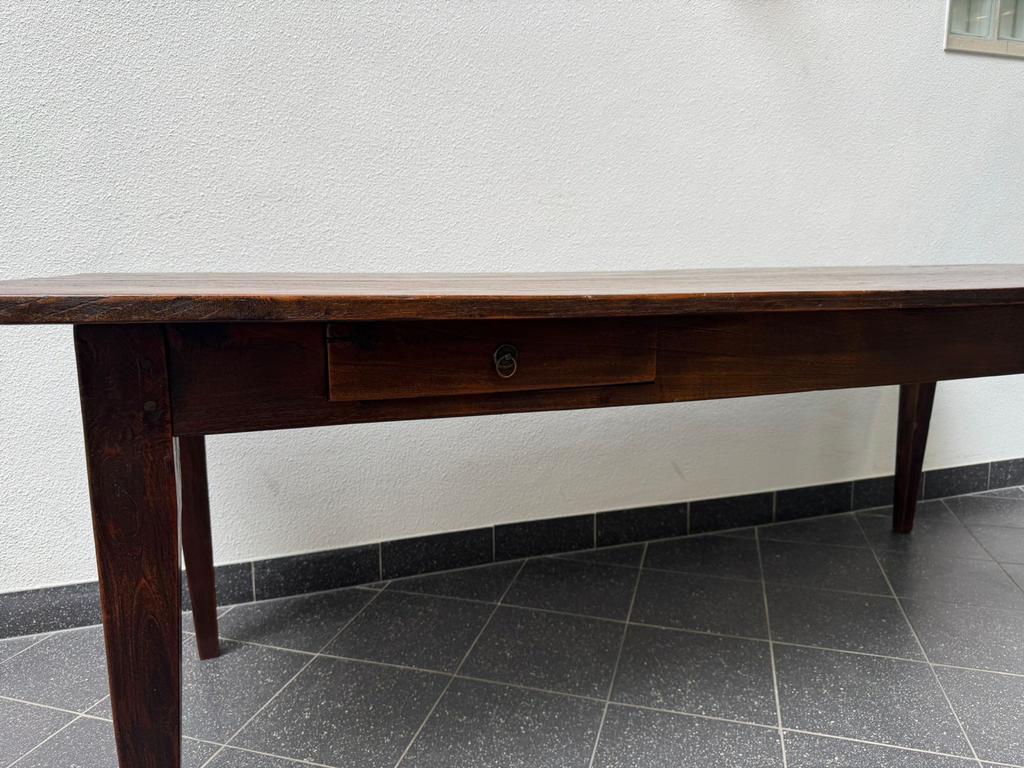 Koloniale eettafel 220x90, Ophalen, Gebruikt, 50 tot 100 cm, 150 tot 200 cm