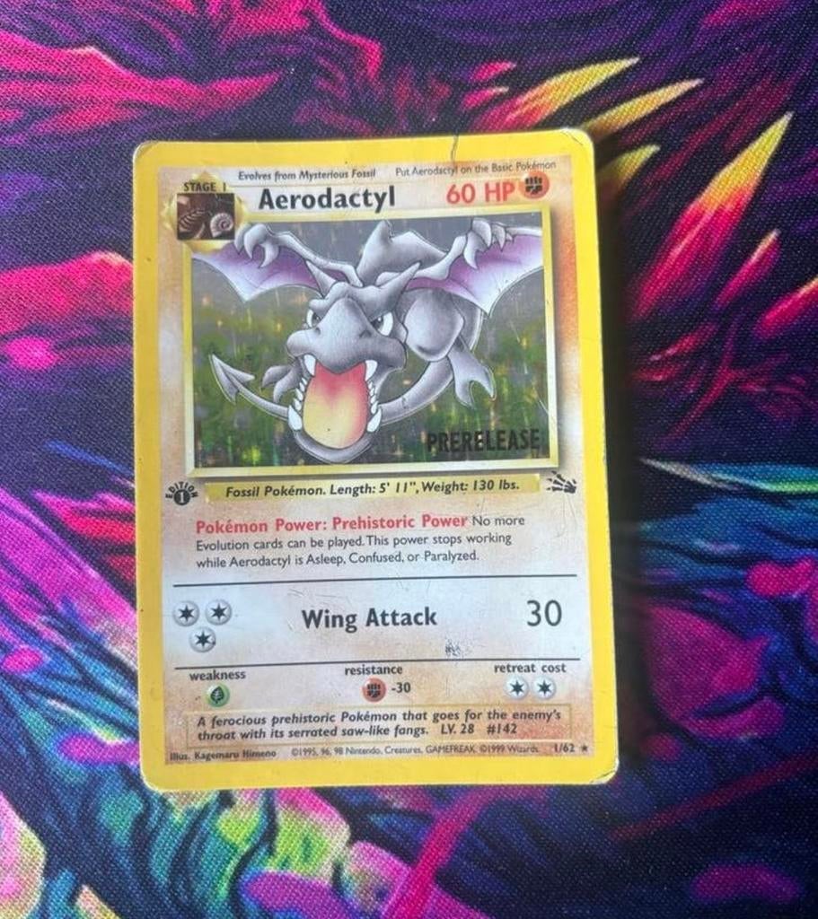 Aerodactyl Pre-release Pokémon kaart (Fossil Set), Verzenden, Gebruikt, Losse kaart
