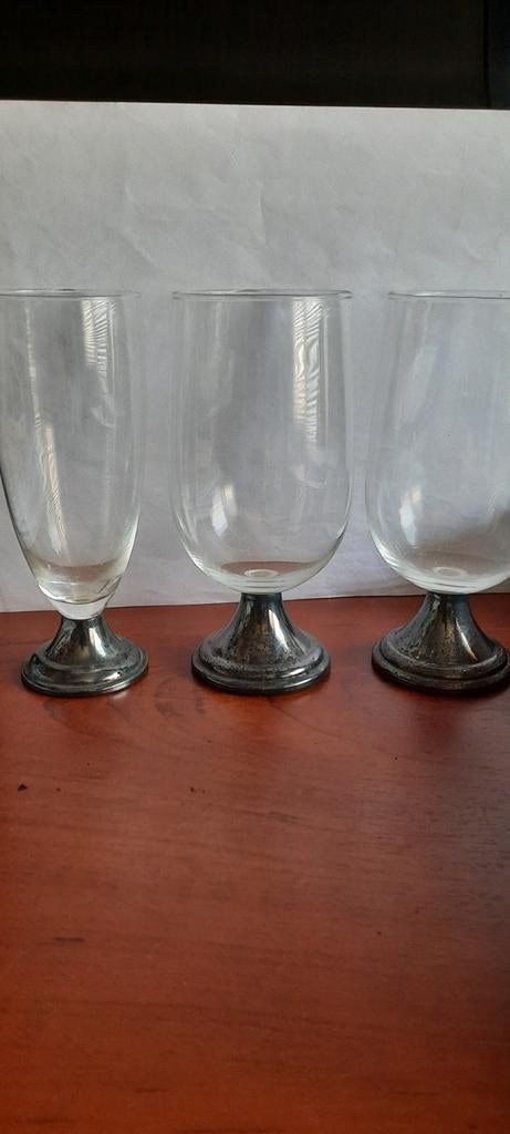 Glazen met zilveren voet, Antiek en Kunst, Ophalen of Verzenden