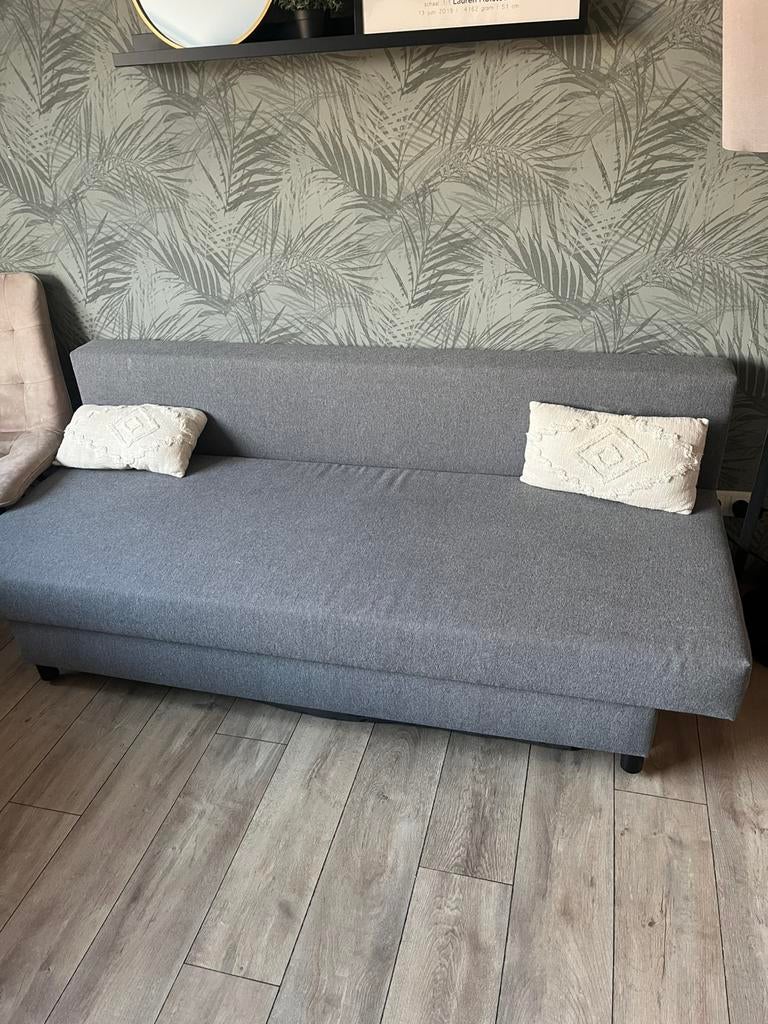 Slaapbank van de ikea met opbergfunctie, Ophalen, Gebruikt, Tweepersoons, Grijs