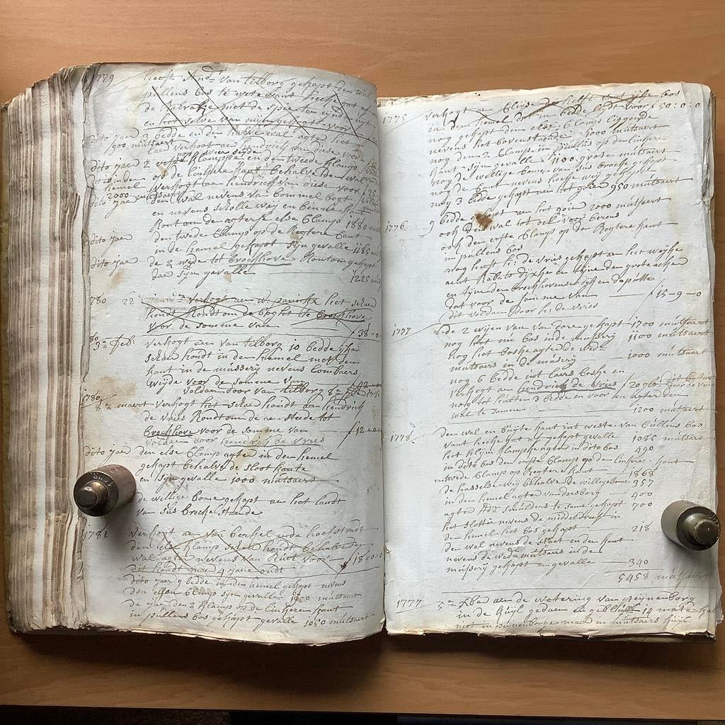 Antiek kasboek pachtregister uit 1750-1790 manuscript, Verzenden