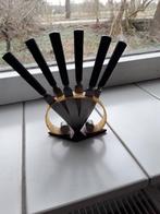 Celluloid houder gebogen met fruitmesjes, stroma roestvrij, Ophalen of Verzenden